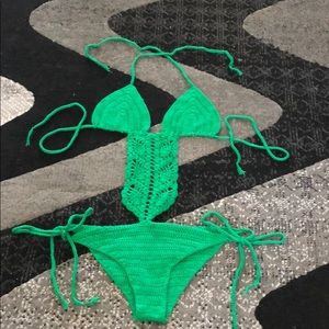 Beautiful green crocheted bikini